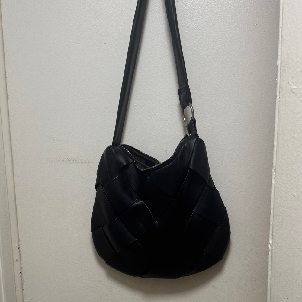 Topshop Black Woven Shoulder Bag